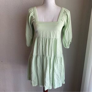 Shinestar Light Green Puff Sleeve Dress